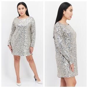 OPT All Over Sequin Long Sleeve Sheath Mini Dress Size L